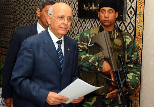 Mohamed Ghannouchi le 17 janvier 2011 Ã  Tunis (©  - FETHI BELAID)